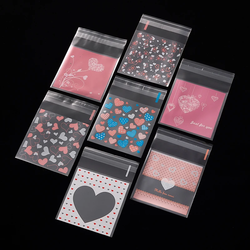 100 stücke Herz Klar Süßigkeiten Tasche Transparente Taschen Cookie OPP Beutel Für Hochzeit Geburtstag Deco DIY Geschenke Schmuck Verpackung liefert – Detail 3