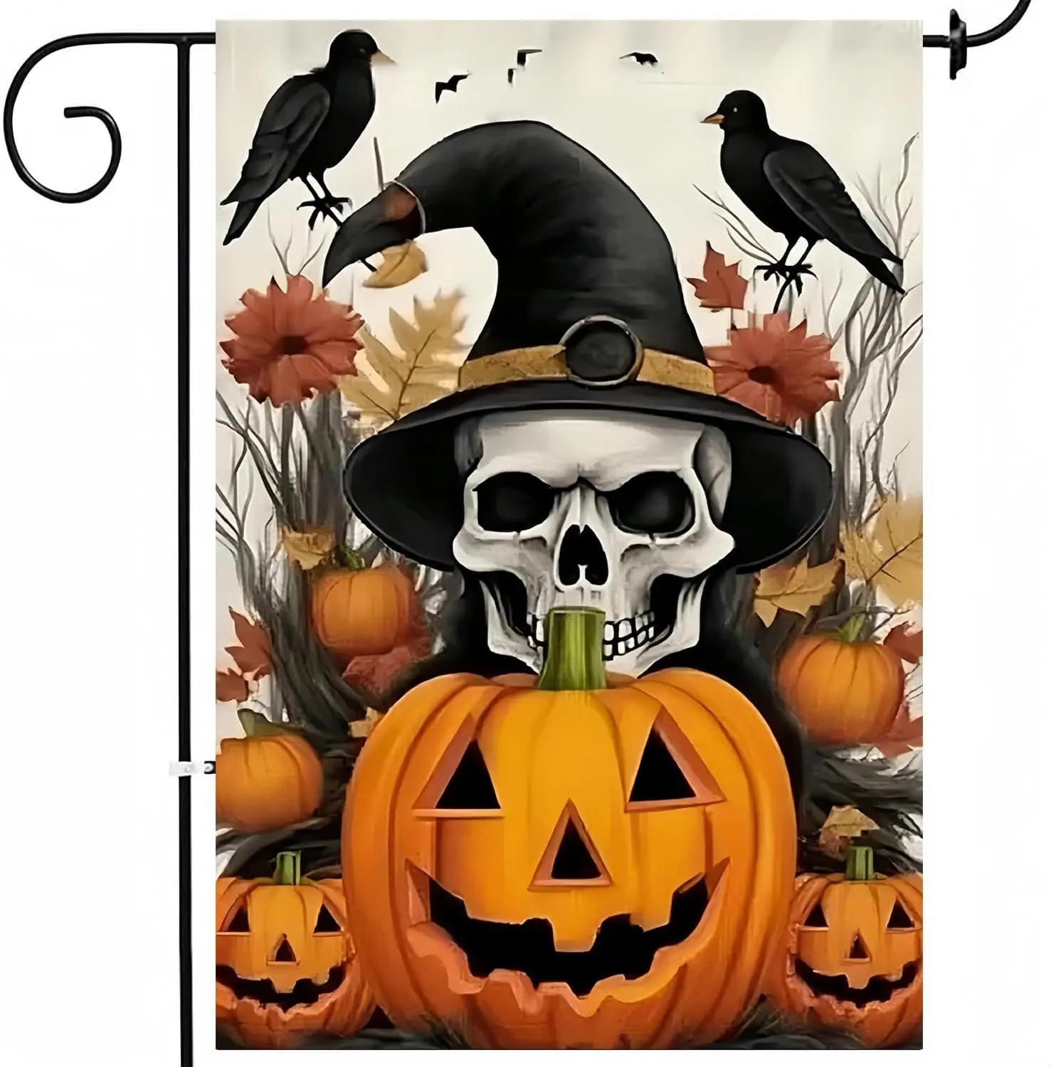 Halloween Garden Flags 12x18 Inch Double Sided, Skull Pumpkin Garden Flag Small Yard Flags For Outside, House Flag For Outdo yyi