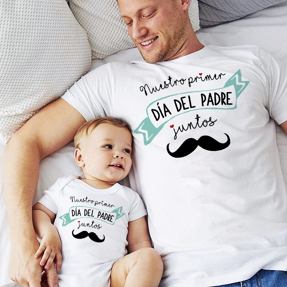 

Our First Father's Day Family Matching Outfits Daddy T-shirt Tops Baby Romper Dad & Baby Holiday Shirt Fathers Day Look Clothes