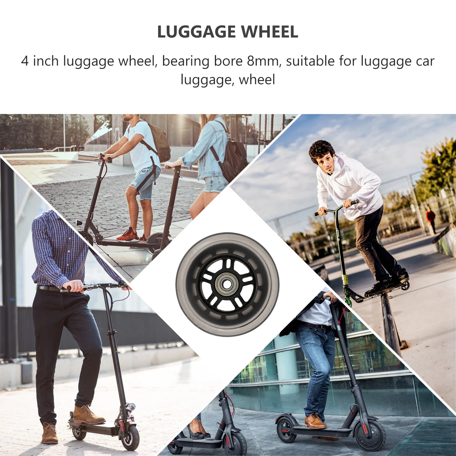 

Skateboard Wheels Scooter Replacement Luggage Mute Durable Easy Install Maintenance-Free Weather Resistant Practical