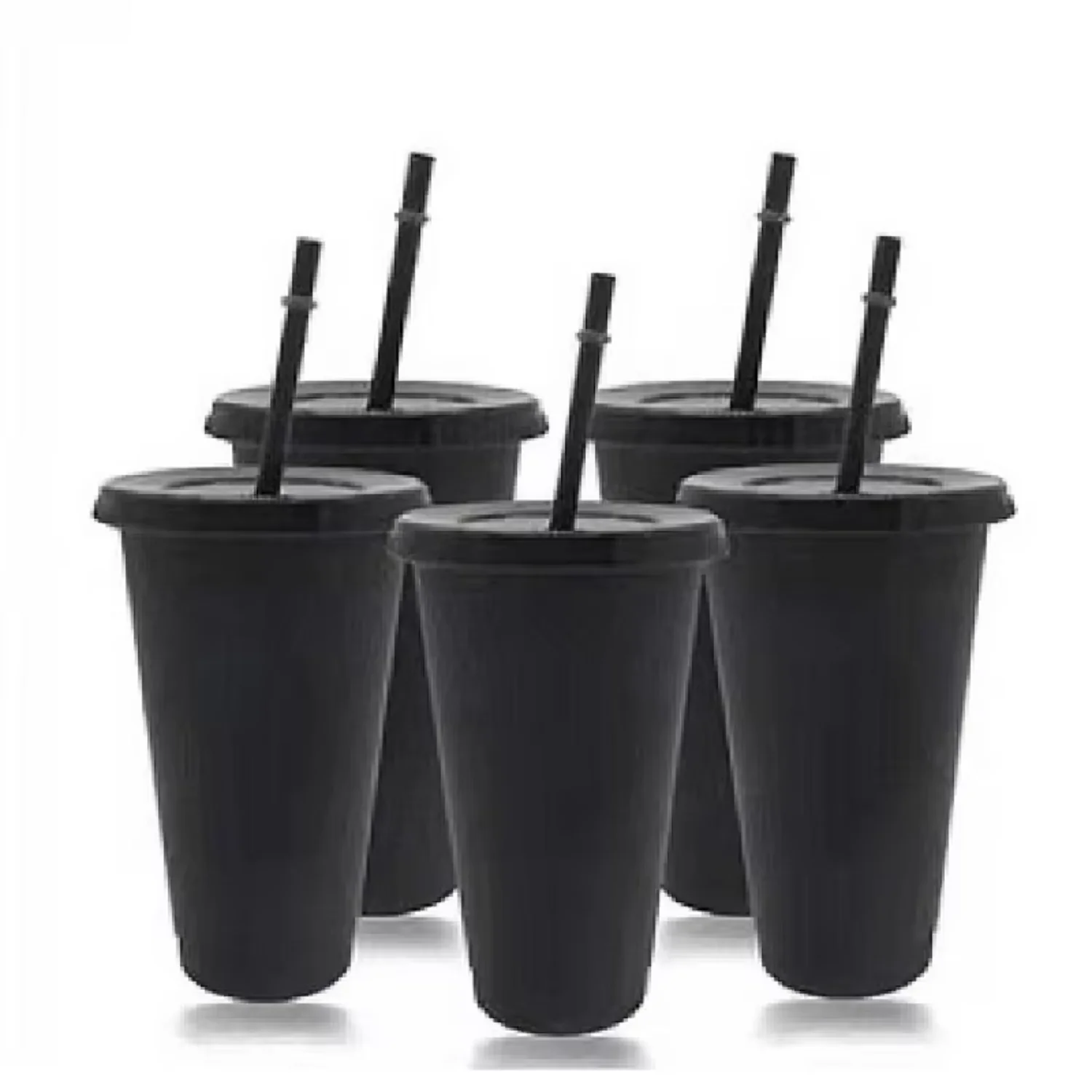 601-700Ml Black White Straw Cup With Lid Color Change Coffee Cup Reusable Cups Plastic Tumbler Matte Coffee Mug