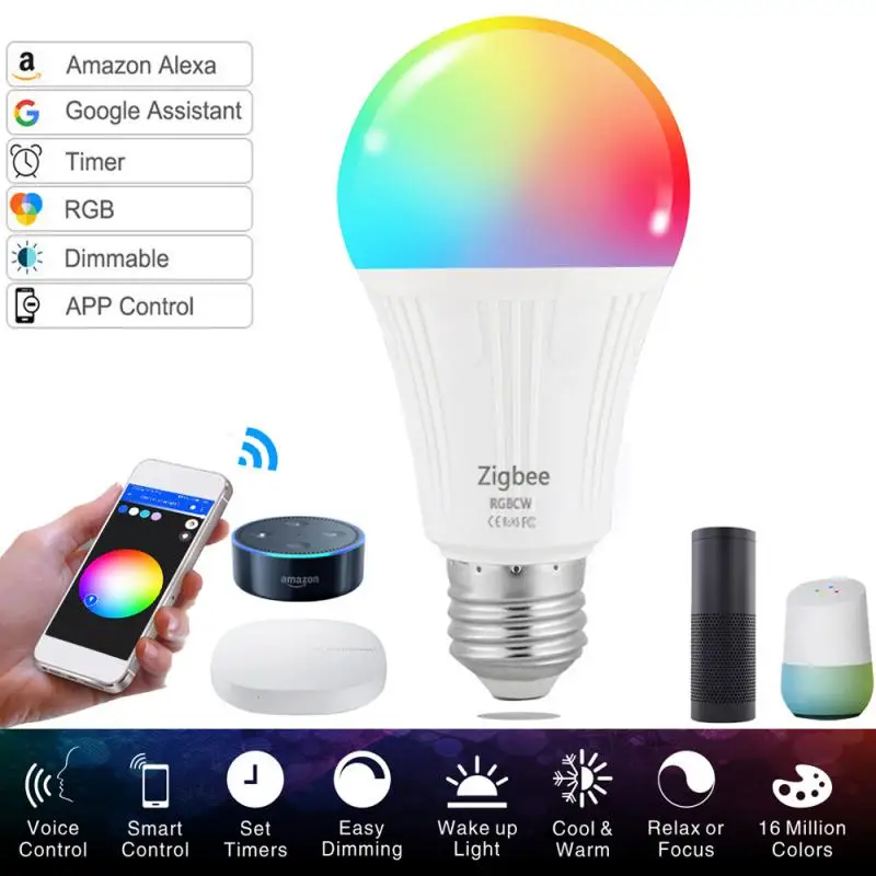 โคมไฟหรี่แสงได้ E27 Wifi 7w ปรับ Rgb สําหรับ Smart Home Tuya โคมไฟ 85-265v ใช้งานร่วมกับหลอดไฟ Led ใหม่สีขาวสําหรับโคมไฟ