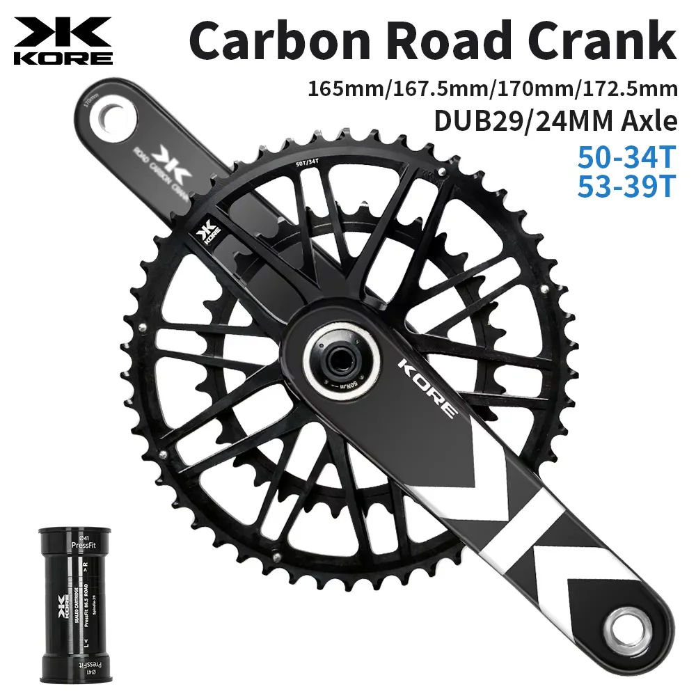 KORE チタン　カーボンクランクセット 165mm　チタンシャフト KORE Carbon Crankset 165mm Road Bike 24mm DUB
