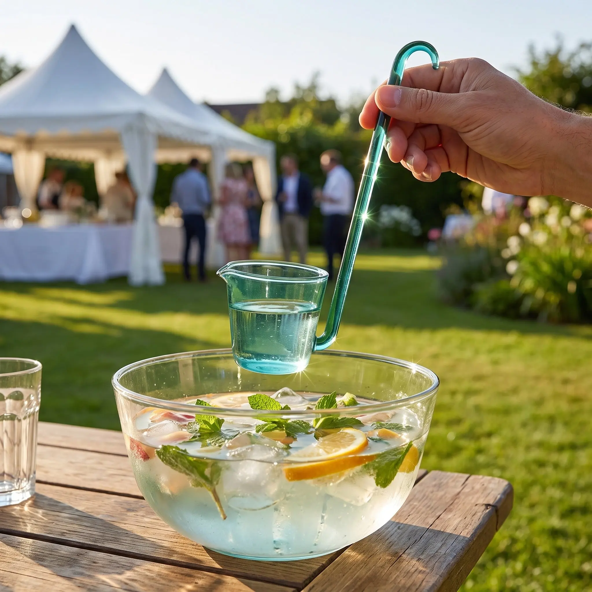 Glass Punch Bowl Ladle 130Ml Borosilicate Glass Punch Spoon Party Serving Drinks Soups Easy Clean Serving Bowl Ladle