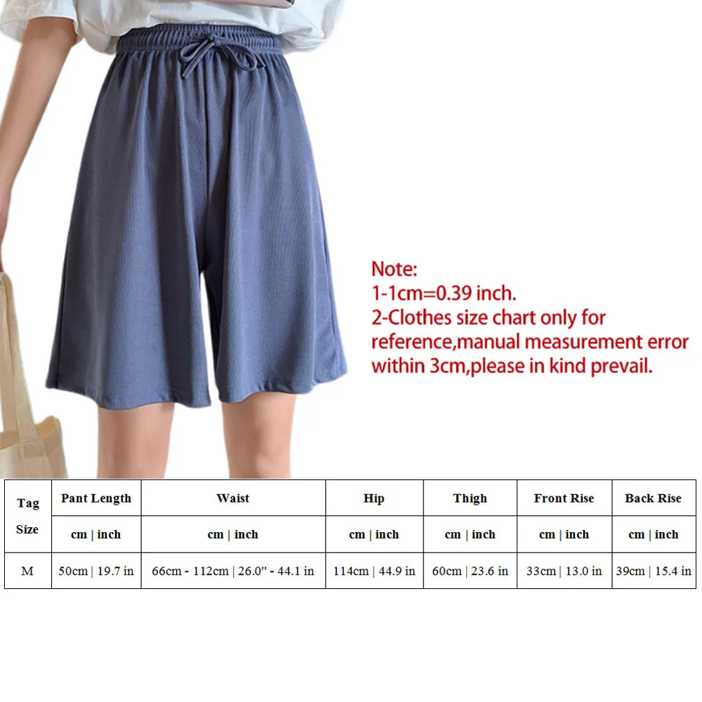 Summer Solid Color Shorts Casual High Waist Beach Pants Loose Lace-up Half Pants Sports Shorts Women Elastic Waist Bottoms