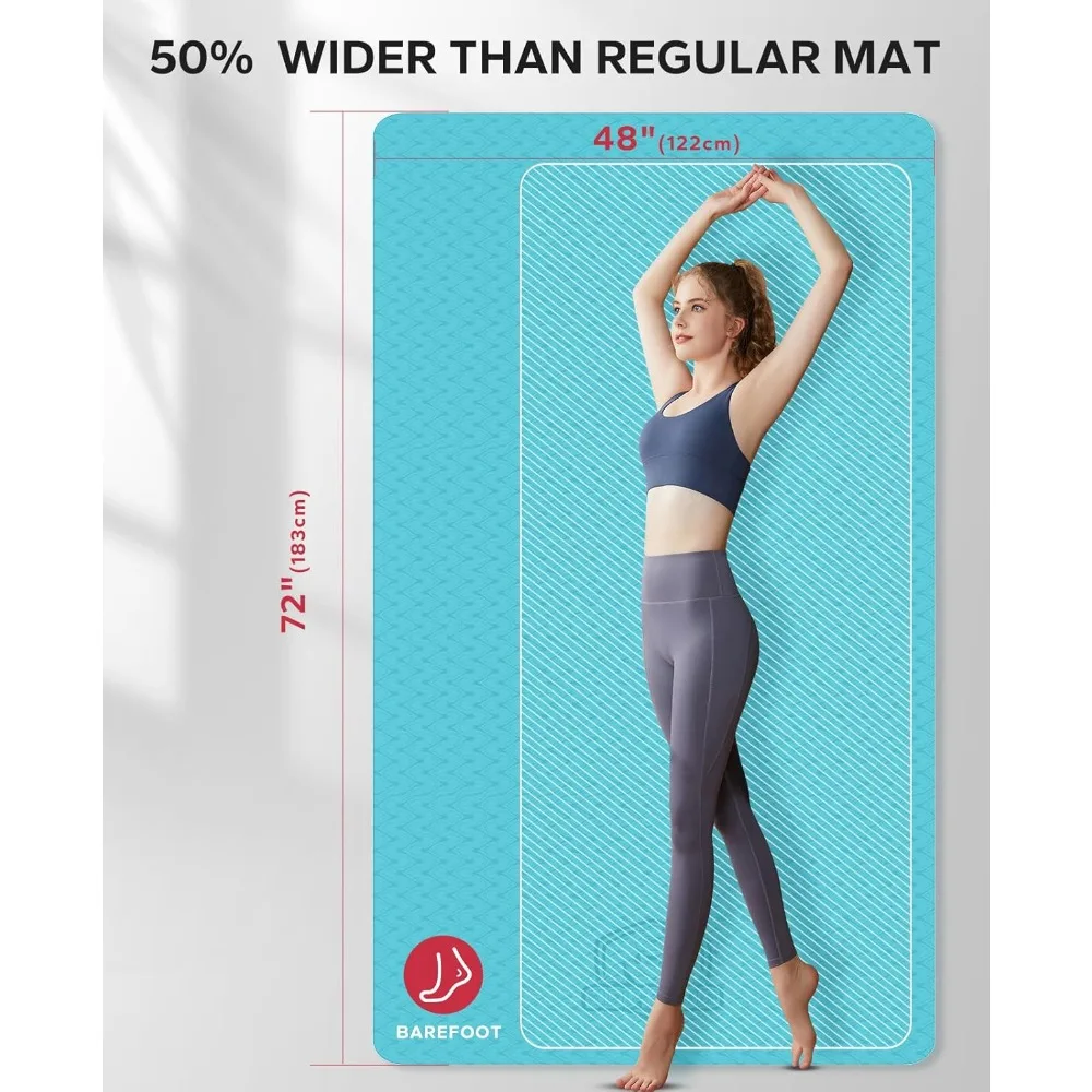 Extra Large Non-Slip Yoga Mat 72x48 Inch TPE Eco-Friendly Exercise Mat for Home Workouts Pilates Stretching