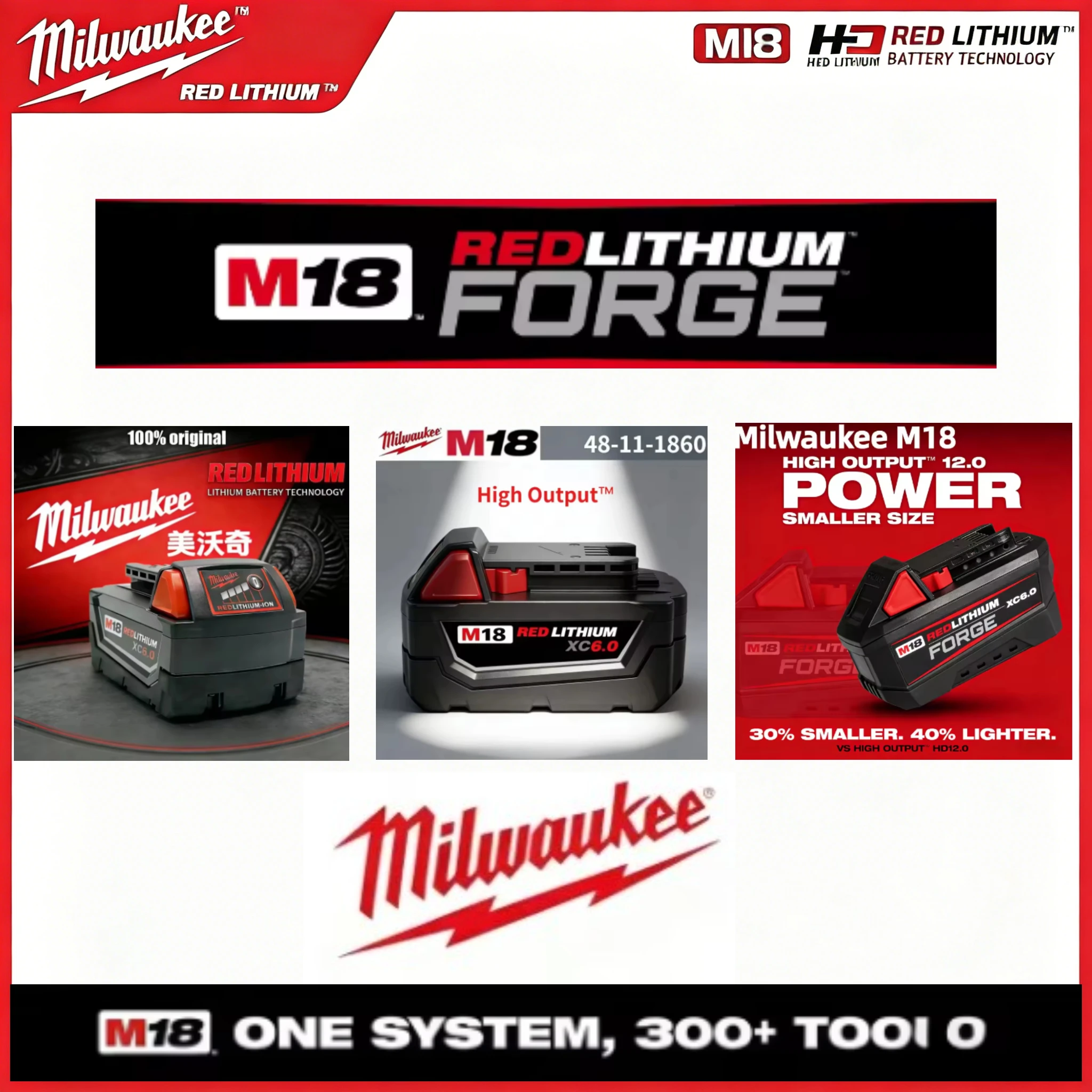 

Milwaukee M18 18V Battery & Fast Charger Kit Pro Grade Quality Durable Construction For Long Term Industrial And Workshop Use