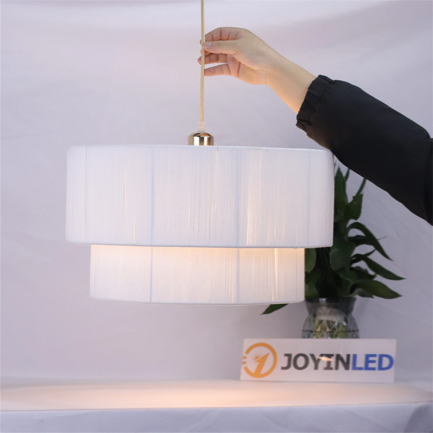 

JOYINLED Nordic American Style Hemp Rope Ceiling Light Modern Simple Double Layer Creative Linen Chandelier Kitchen Lamp Fixture