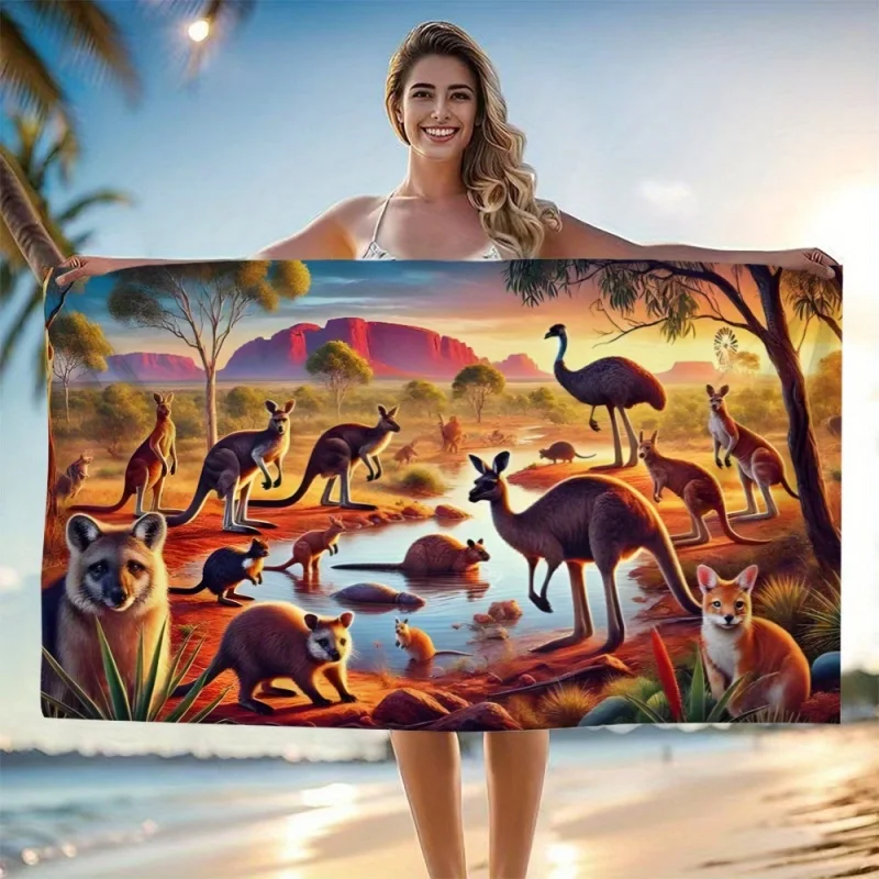 Newest Australian Wild Animal Landscape Print Beach Towel Microfiber Large Beach Towel For Beach Camping