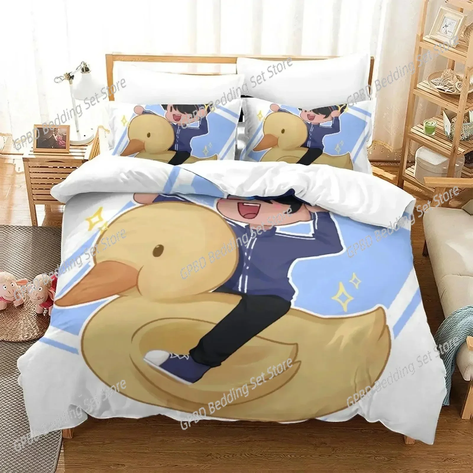 

Cartoon Quackity Duck Bedding Set For Bedroom Soft Modern Bedspreads Comefortable Kids Duvet Cover Quilt Cover And Pillowcase