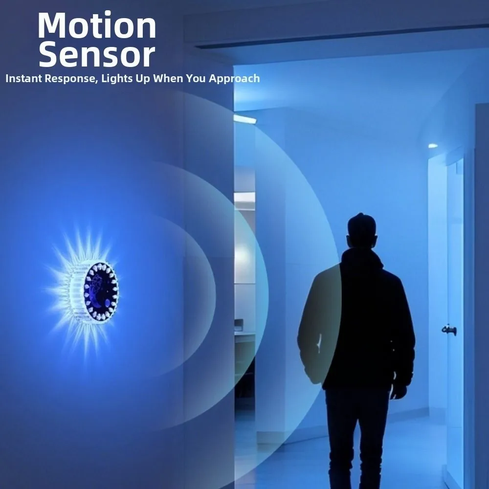 โคมไฟติดผนังไร้สาย RGB ไล่เฉดสี พร้อมเซ็นเซอร์ตรวจจับความเคลื่อนไหว ติดด้วยแม่เหล็ก ไฟ Ambient RGB ปรับความสว่างได้ ควบคุมผ่าน USB ชาร์จซ้ำได้