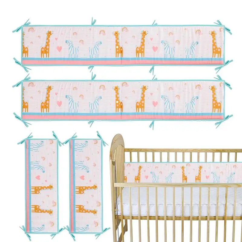 Baby Crib Bumpers 4Pcs Baby Bed Rail Heightened Anti Collision Guard Rail Toddlers Bed Side Soft Rail Bed