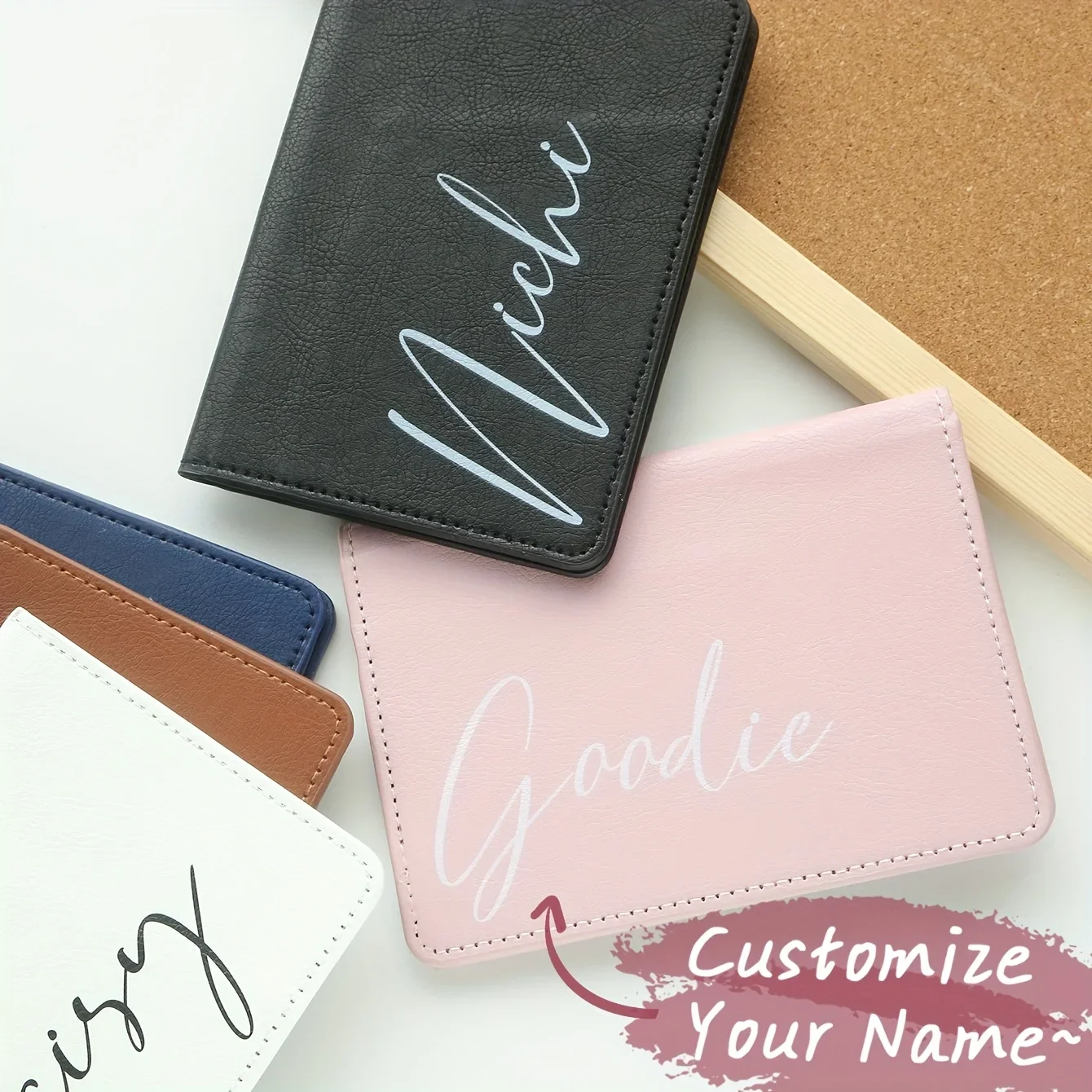 

1PC Personalized Name Passport Holder Customized Monogram Texture Faux Leather Passport Cover Travel Accessories