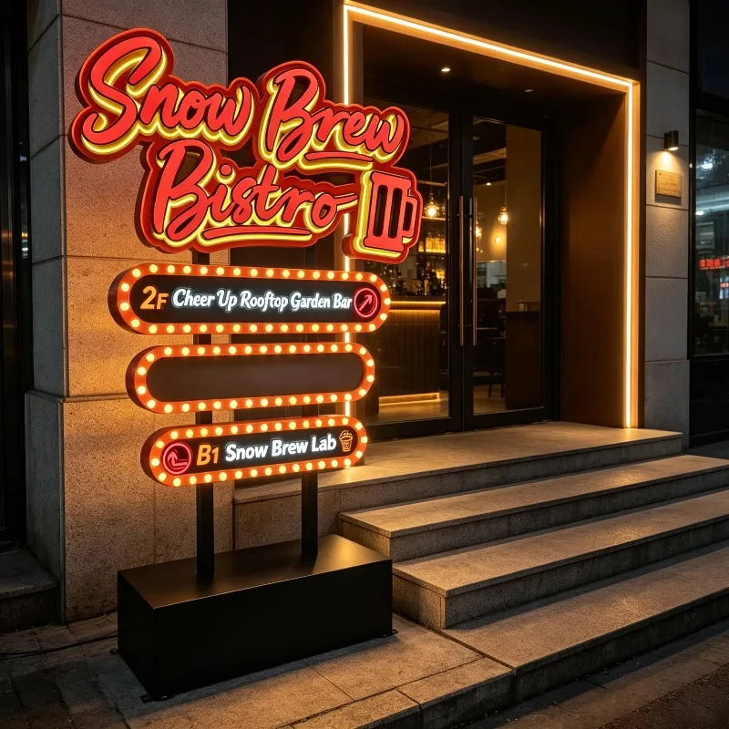 Bar commercial signage billboard custom LED vertical billboard outdoor indoor 3D luminous store column signage