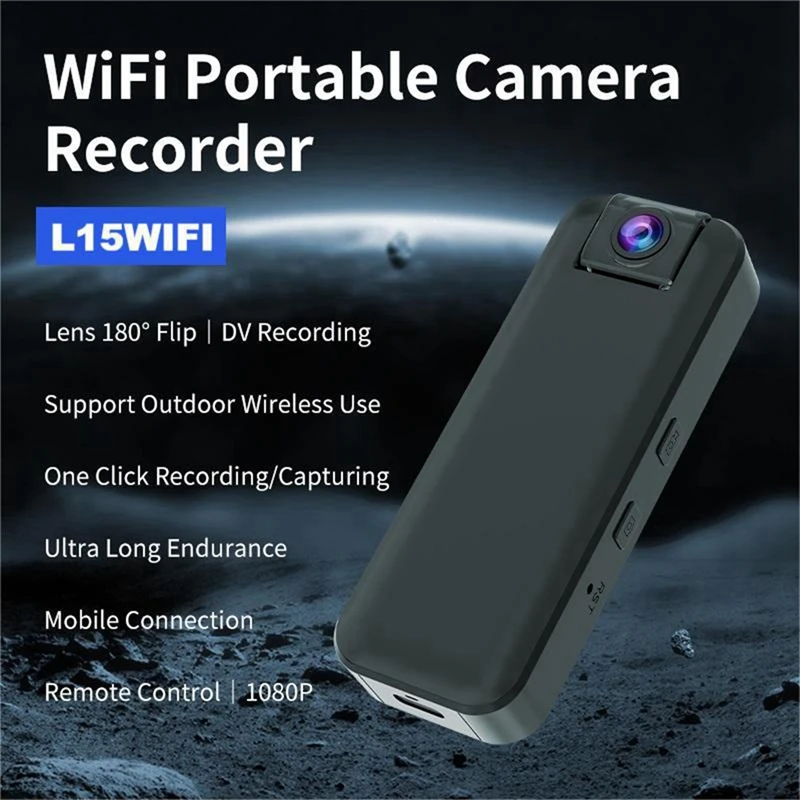 1080P HD Wifi Portable Camera With 64GB TF Card 180° Rotating Lens 1500Mah Ultra-Long Battery Life One-Touch Recording