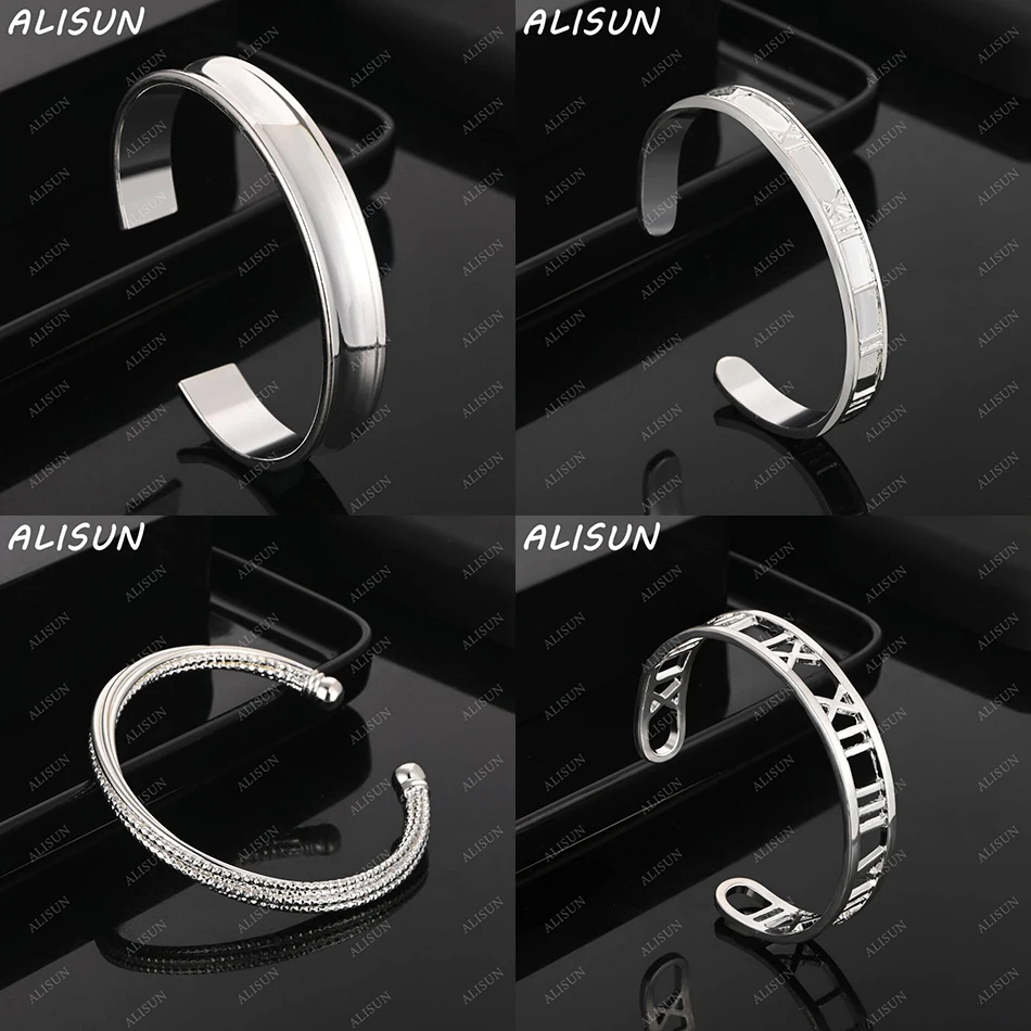 

ALISUN 925 Sterling Silver Design Bangle For Women Men Creativity Gifts Street All-match Party And Daily Wear
