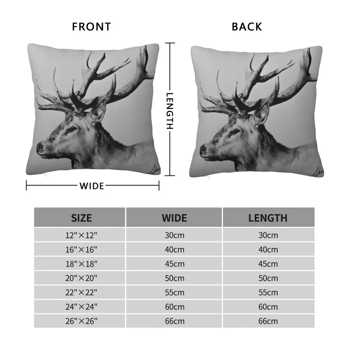 Stag Pencil Deer Square Pillowcase Polyester Linen Velvet Pattern Zip Decor Car Cushion Cover