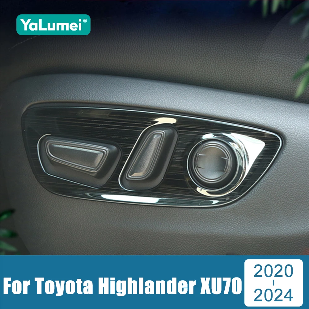

For Toyota Highlander XU70 2020 2021 2022 2023 2024 Hybrid Stainless Steel Car Seat Adjustment Switch Knob Trim Covers