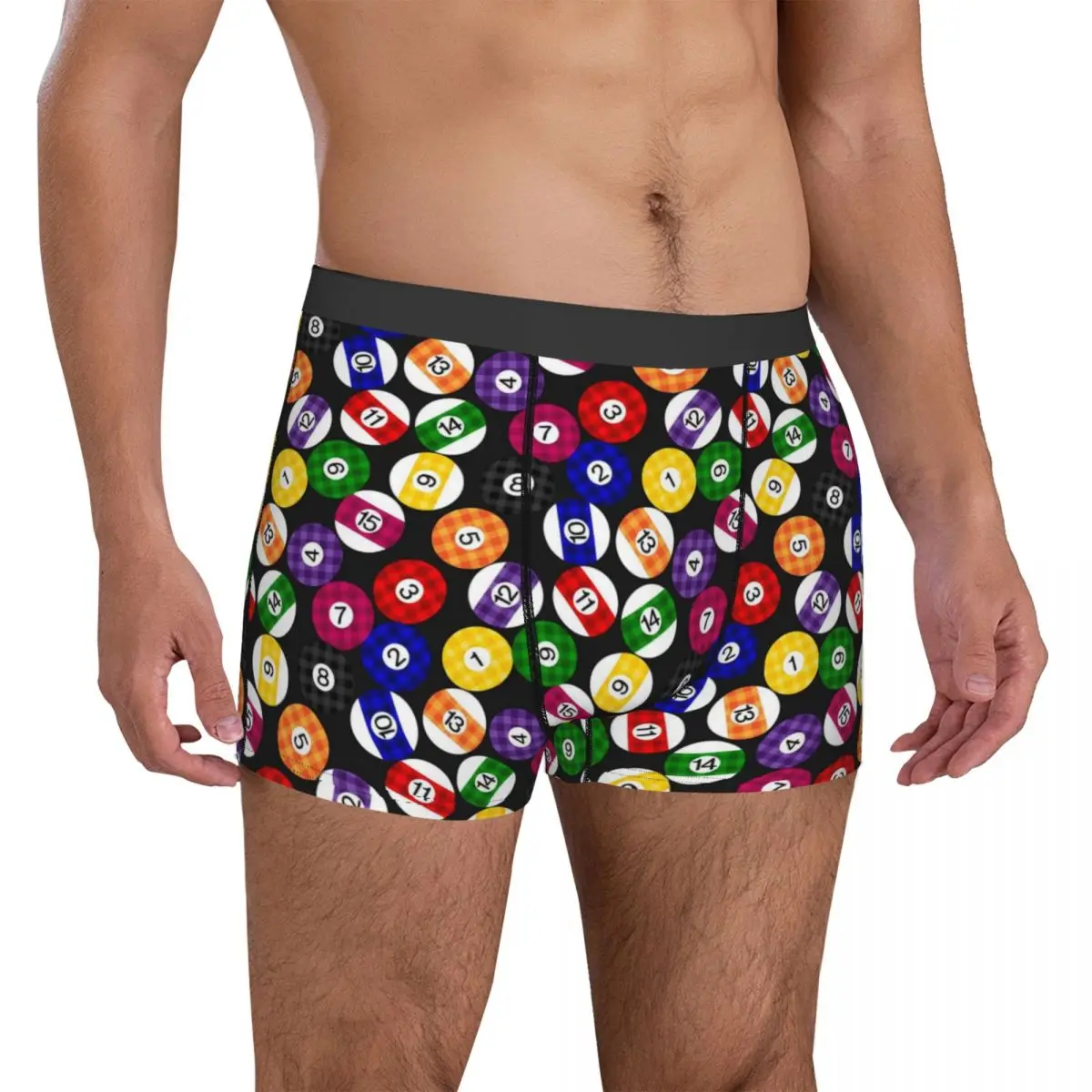 Fun Ball Print Underwear Checkered Billiards Plain Underpants Printed Shorts Briefs 3D Pouch Men Plus Size Boxer Shorts