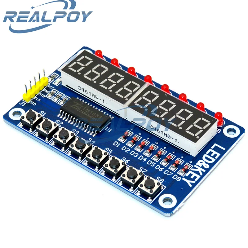 TM1638 Moduł kluczowy wyświetlacz dla AVR Arduino Nowa 8-bitowa cyfrowa rura LED 8-bitowy