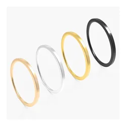 JHSL 1mm Small Mini Stainless Steel Simple Women Rings Black Rose Gold Color Fashion Jewelry US size 3 4 5 6 7 8 9 10