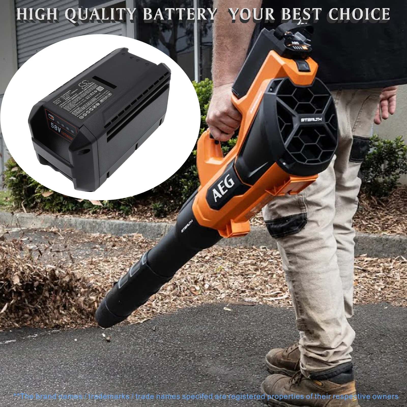 

CS Replacement Battery for AEG 58V Blower Cordless, 58V Brushcutter Cordless, 58V Chainsaw 18in C PN:42 2022 5000mAh / 290Wh