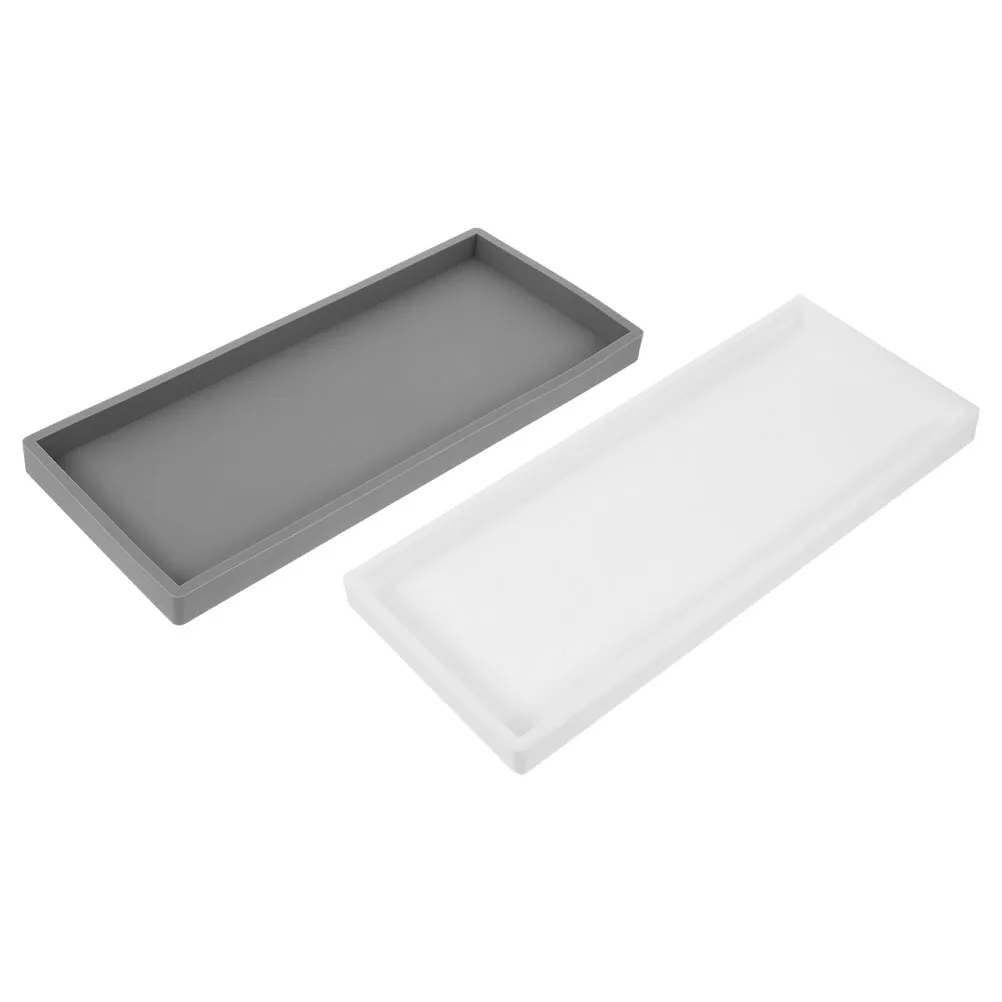 

2 Pcs Large Rectangular Grey White Silicone Storage Tray Bathroom Vanity Trays Countertop Organizer Kitchen Shower Jewelry