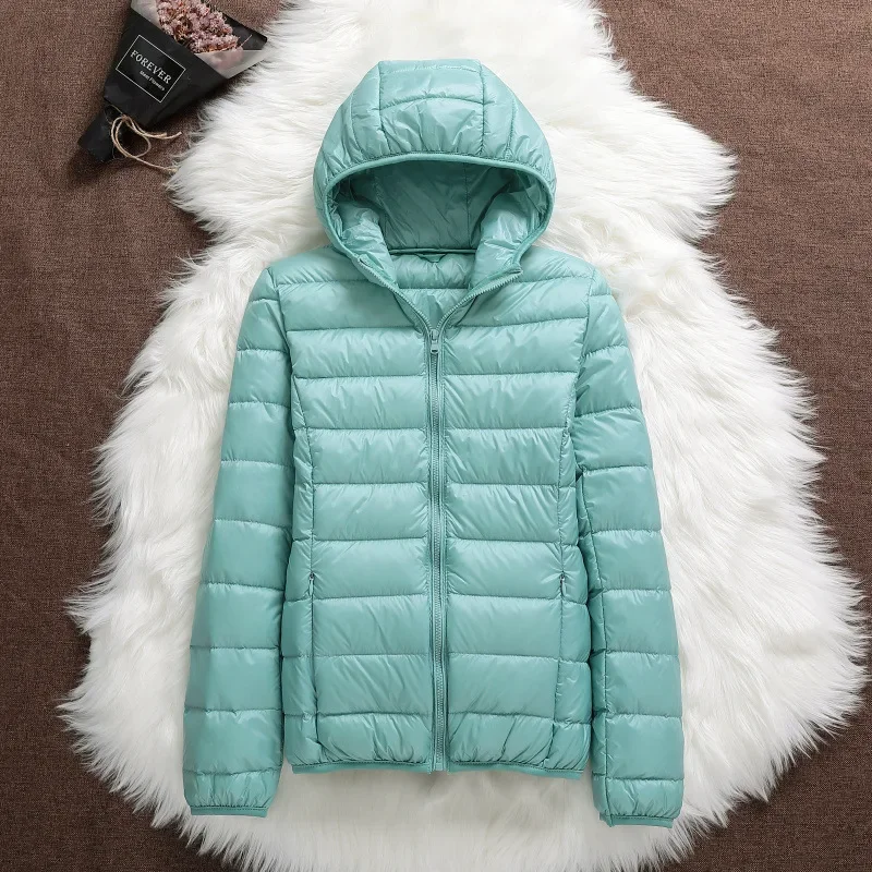 Autumn Winter Lightweight Down Jacket Women Hooded Short Slim Large Size Zip Up Coat Girls Cute Pink Puffer Jacket 4xl Outerwear