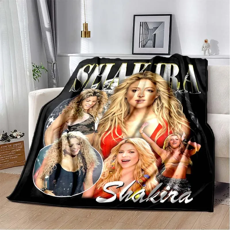 Fashion Shakira Merch Pop Female Singer Print Flannel Blanket Star Art  Portable Home Travel Office Nap Break Christmas Gift