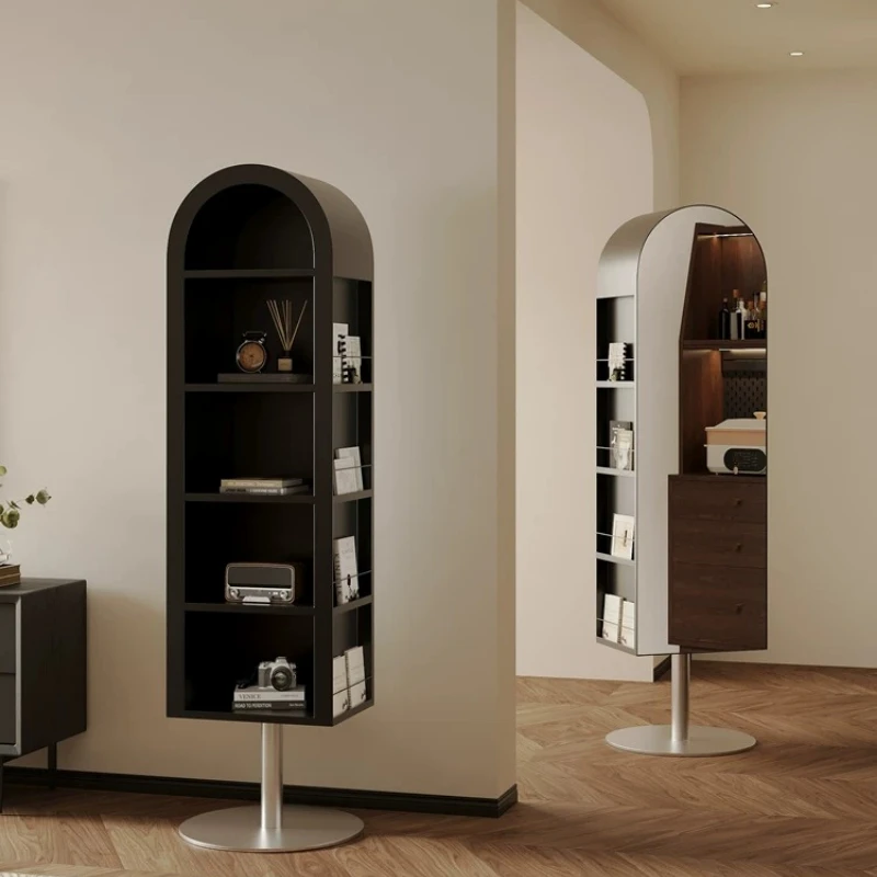 Rotating full-length mirror Full-length mirror Floor bookshelf Light luxury magazine rack mirror