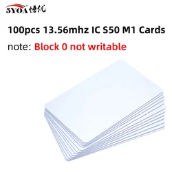 100pcs/Lot RFID Card 13.56Mhz IC Cards M1 MF S50 Classic ISO14443A 1K Proximity Smart 0.8mm For Access Control System