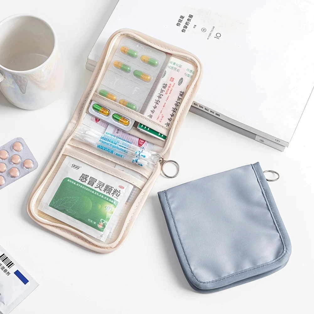 Mini Medical Pouch Portable Foldable Large Opening with Zip Sort First Aid Kit Outdoor Travel Essential Storage Bag