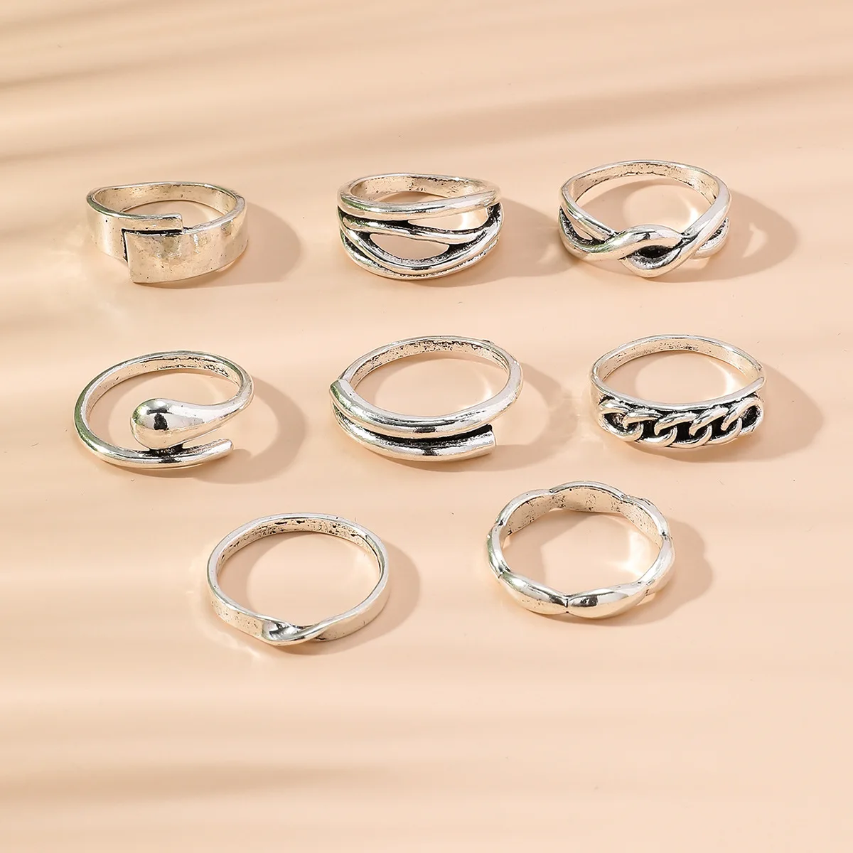 Korean Jewelry Heavy Industry Simple Combination Index Finger Ring Women's Light Luxury Niche Cold Wind Personality Dancing Ring
