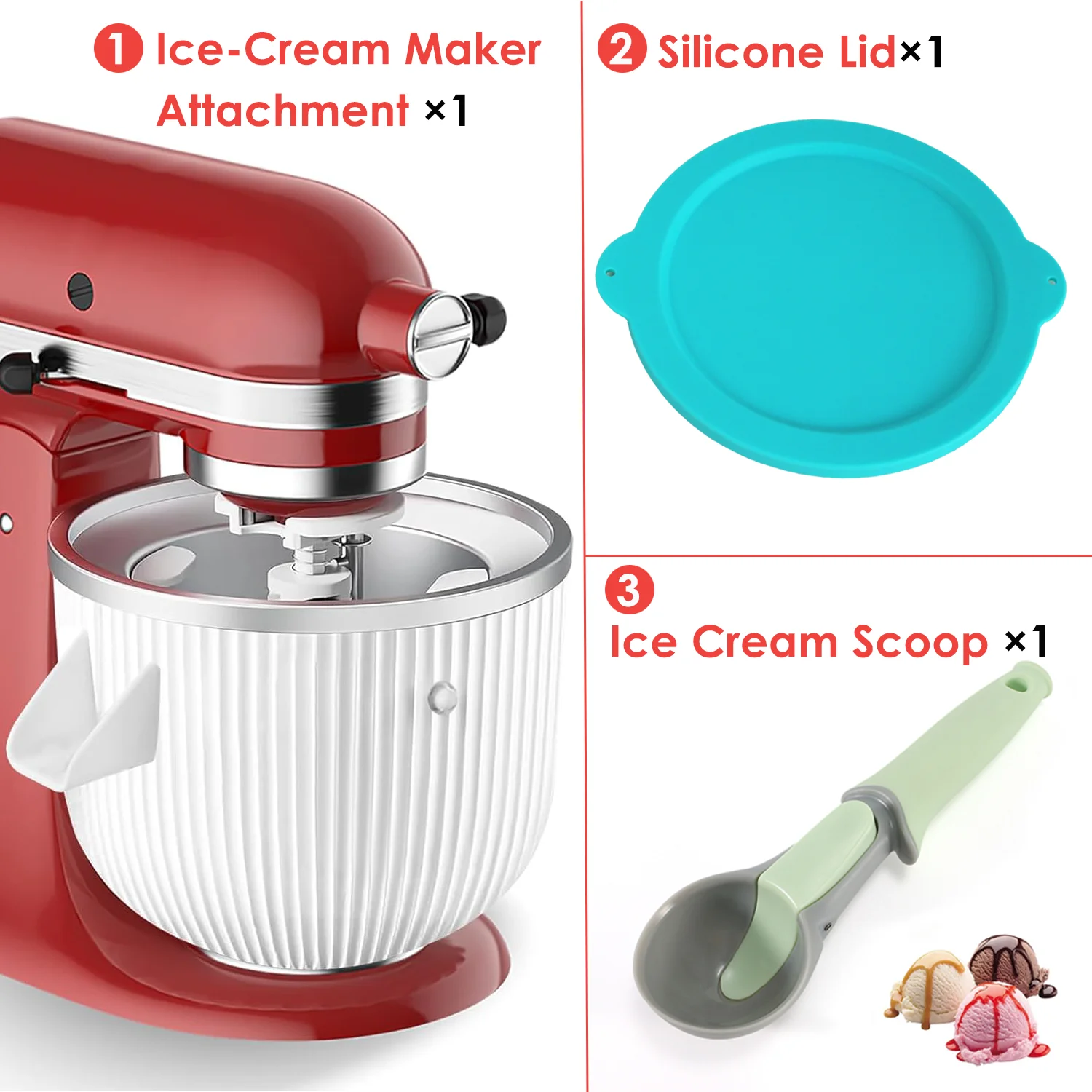 

Насадка для мороженого с силиконовой крышкой для миксера KitchenAid, чаша для мороженого подходит для миксеров большей стойки емкостью 4,5 карата