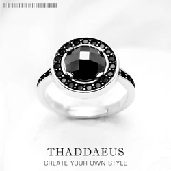 Solitaire Ring Light of Luna Black,Europe Style Glam Fashion Jewerly For Women Gift In 925 Sterling Silver