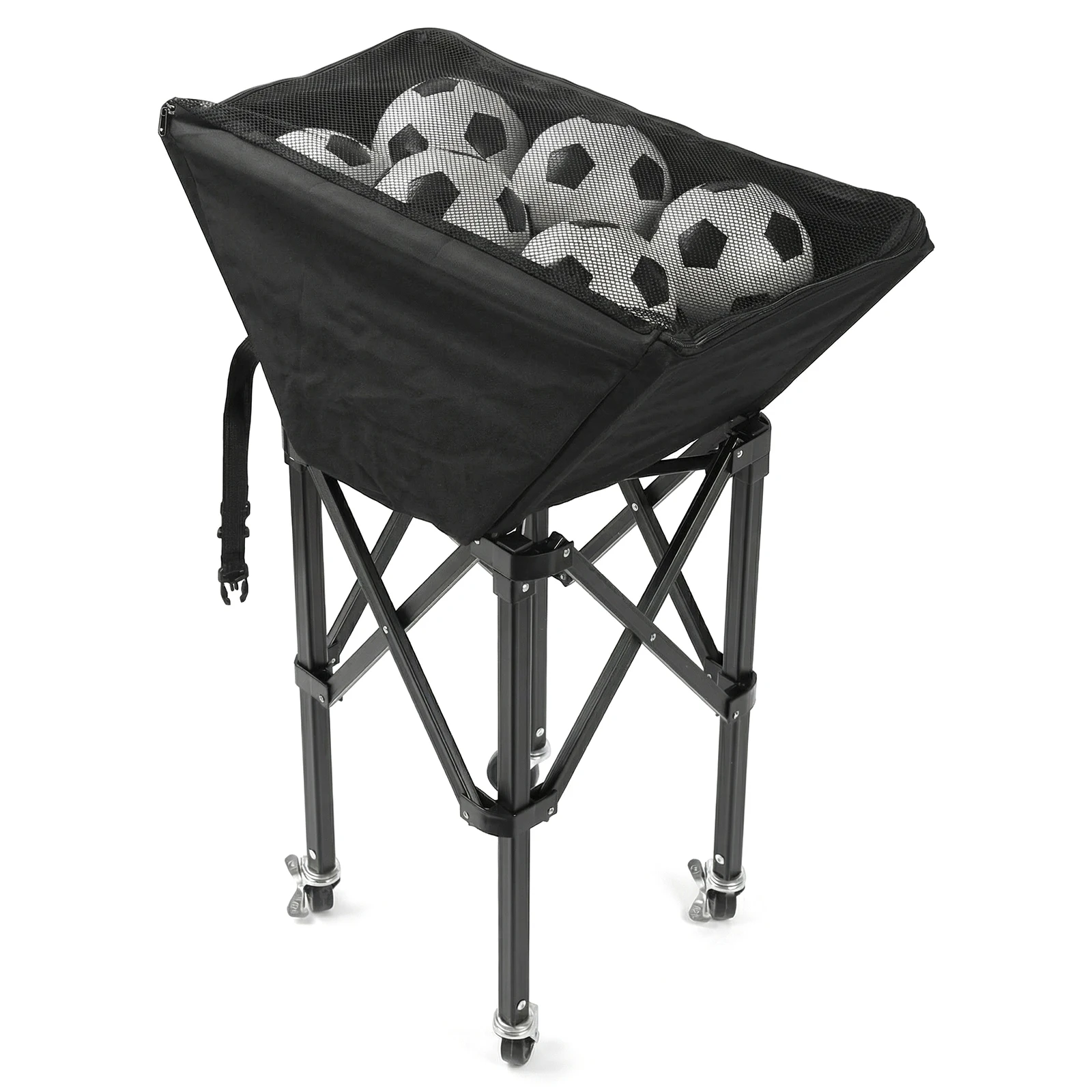 

Collapsible Hammock Ball Cart with Wheels Portable Volleyball Ball Cart Large Capacity for Garage Or Gym