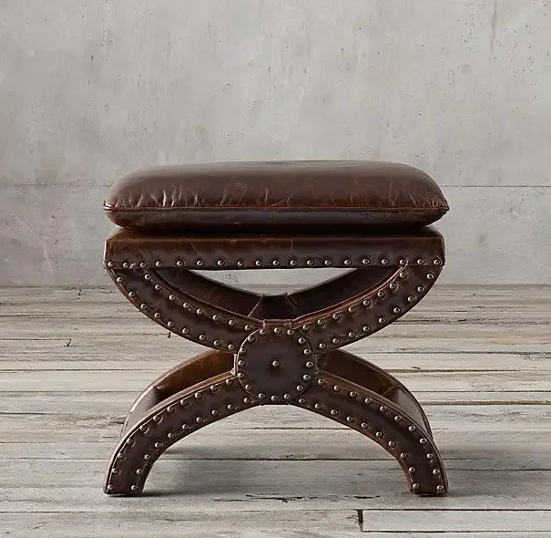 French country retro furniture, American minimalist modern fabric pedal end stool, dressing stool