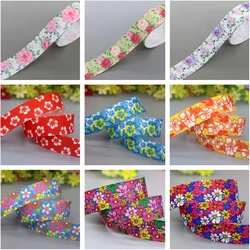 DHK 7/8'' 5yards Floral Flower Printed Grosgrain Ribbon Accessories Headwear Decoration Collar DIY Sewing Craft C2628
