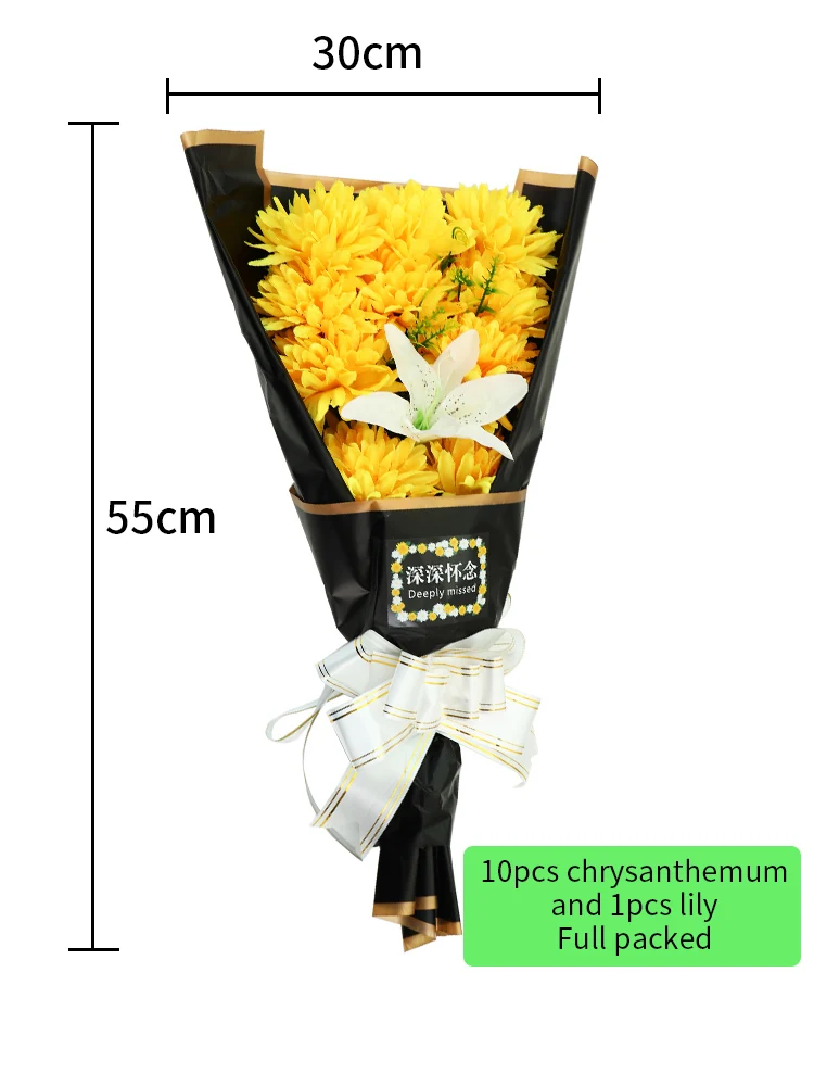 1 Bouquet White Artificial Chrysanthemum Lily Flore Holding Flowers For Funeral Mourning Tomb Memorial Cemetery Grave Decoration