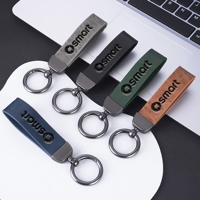 Car Key Organizer Leather Loop with 360° Swivel Ring Compatible with Smart Fortwo 452 451 454 Forfour 450 453 Coupe 3