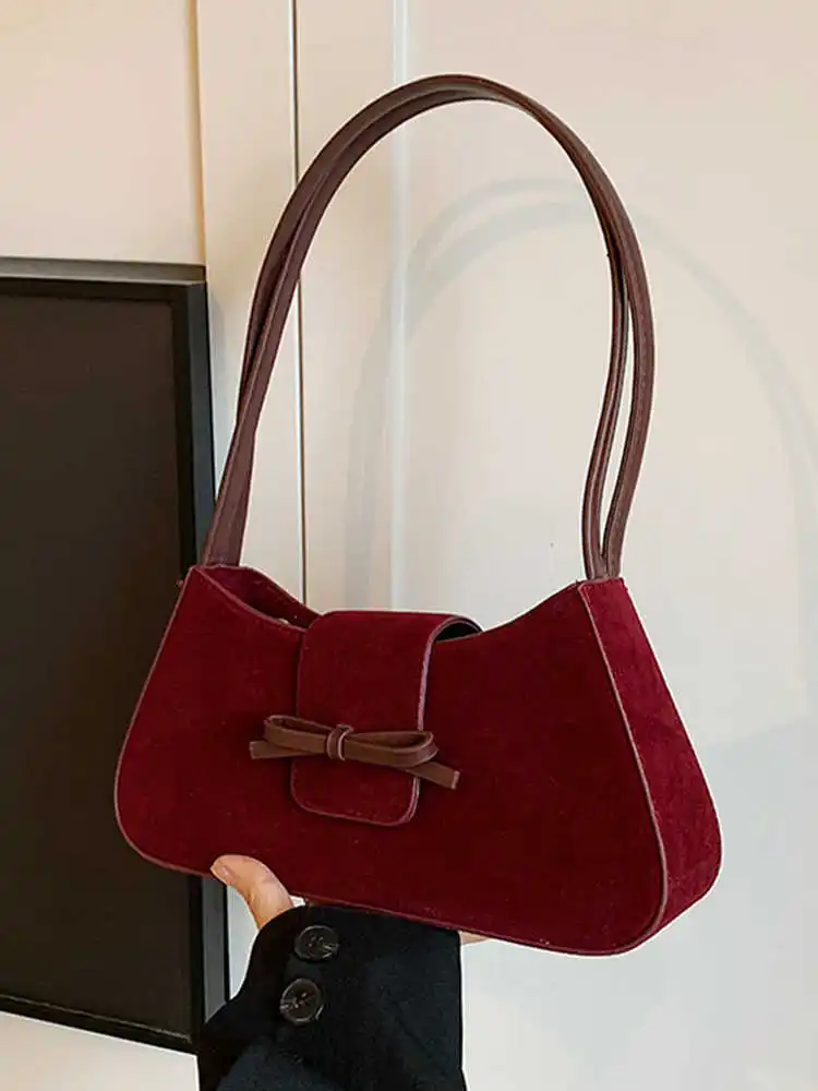 Bolso Retro mate con lazo para mujer, gran capacidad, nuevo estilo, Otoño Invierno, bolso único de mano con un hombro para ir al trabajo