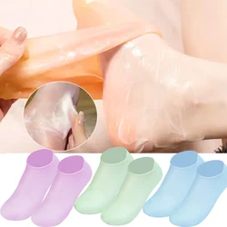 Meias hidratantes de silicone, pés rachados secos, meias de cuidados com os pés, spa, pedicure, massagem, meia gel, 1 pares