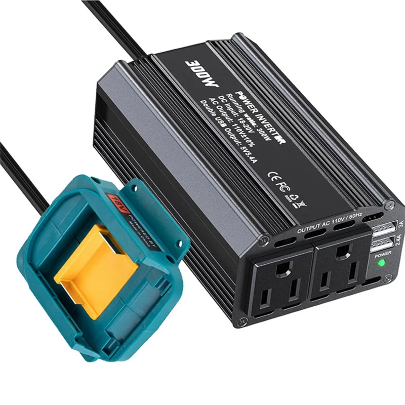 

AP-For 18V Li- Battery Compatible 300W Car Power Inverter Outdoor AC110V/DC20V Power Station Generator