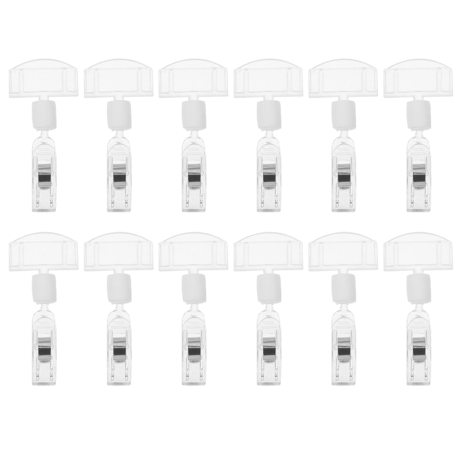 

12 Pcs Transparent Price Tag Holder Rotatable Poster Holders Sign Clips Merchandise Display Labels Sign Clamps