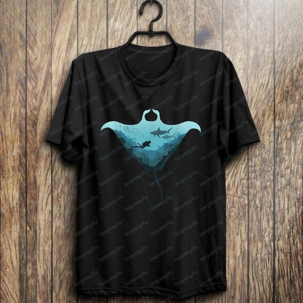 Summer Rays Clothing - Manta Ray Scuba Cotton Tee Ocean