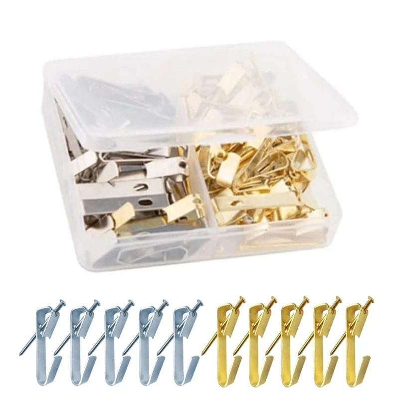 

40Pcs 30lb Heavy Duty Picture Hanging Hook with Nails for Drywalls Wall