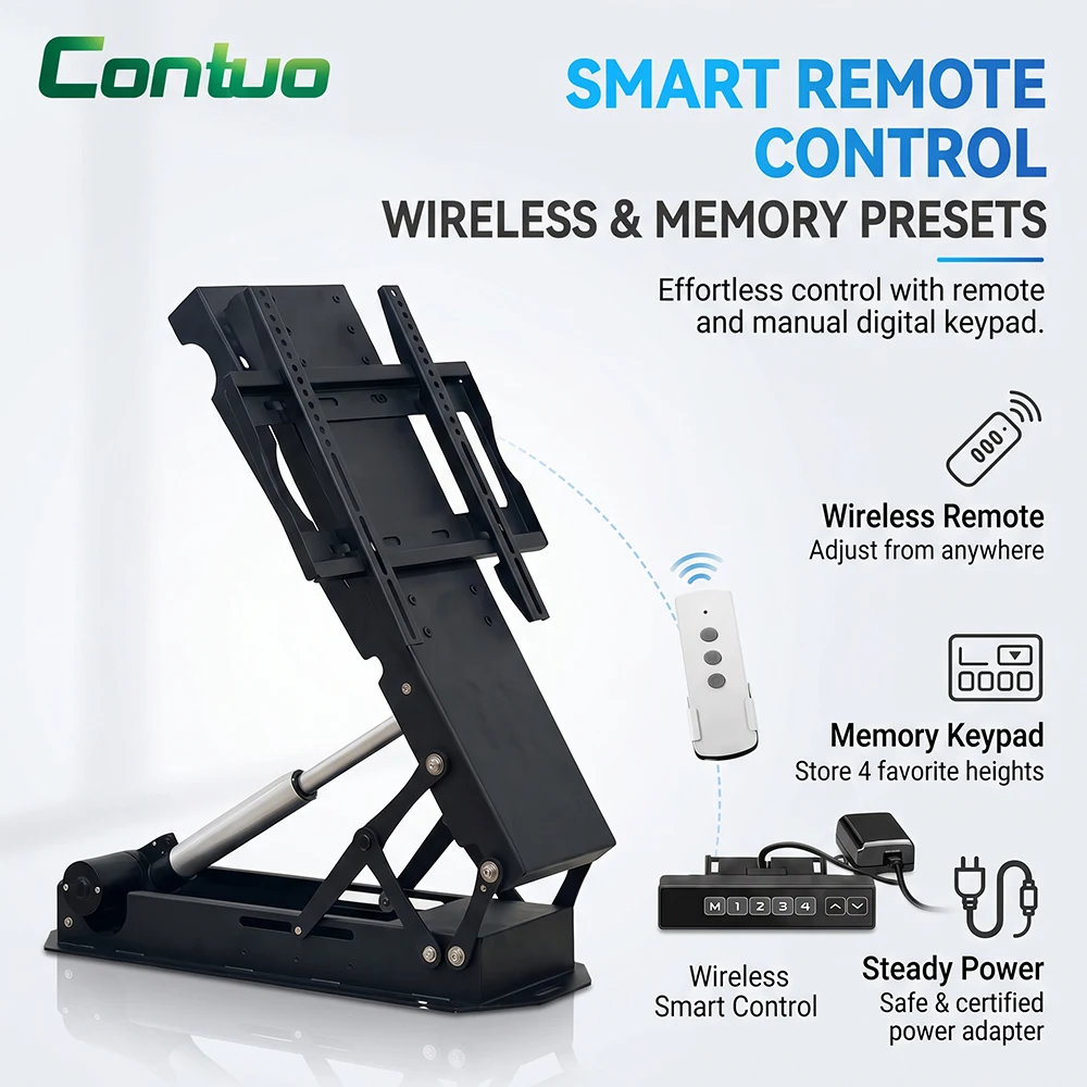 Motorized Flip up TV Mount Telescopic TV Ceiling Mount with Auto Lift Bracket with Remote for LED TV Wall Mount Furniture
