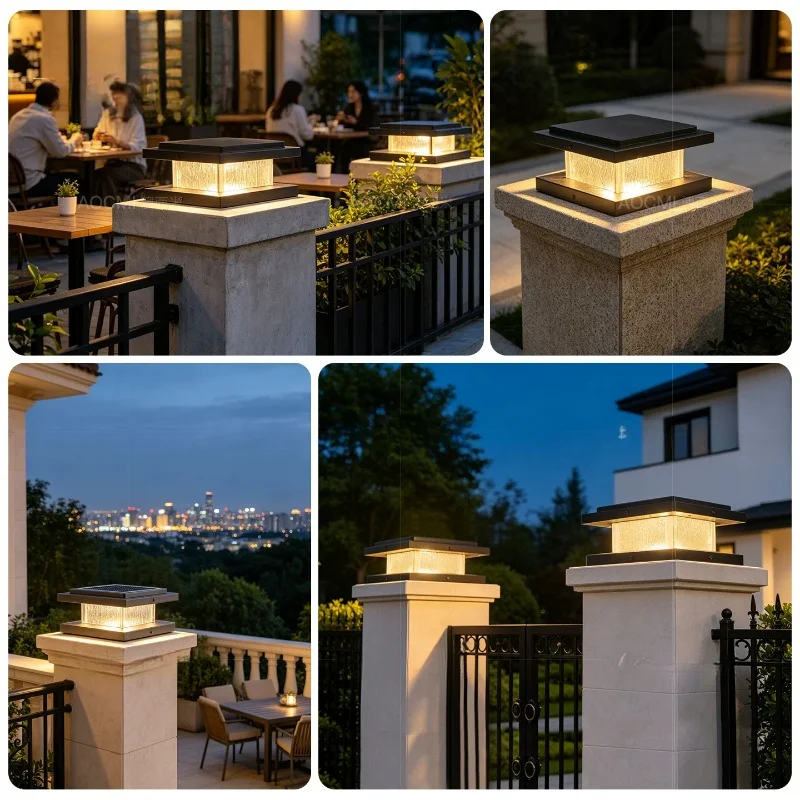 New Modernity Solar Column Head Lamp Outdoor Courtyard Lamp New Rural Self-Built House Villa Gate Post Lamp Wall Lighting Lamp view 4