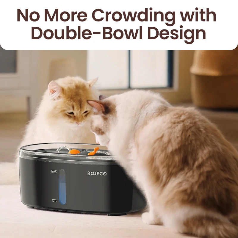 ROJECO Automatic Cat Water Fountain Double Bowl Pets Water Dispenser for Dog Smart Drinker Cats Water Filter Drinking Accessorie