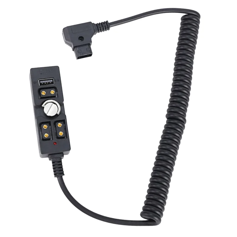 AA08-PU D Tap Male To 3 Port Female Splitter ,5V USB Indicator 1/4In Hand Screw Power Cable Connector For ARRI RED V Mount